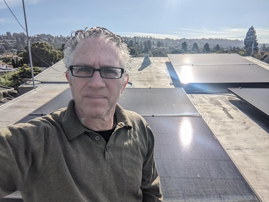 Dan Lieberman on his roof in Albany, California